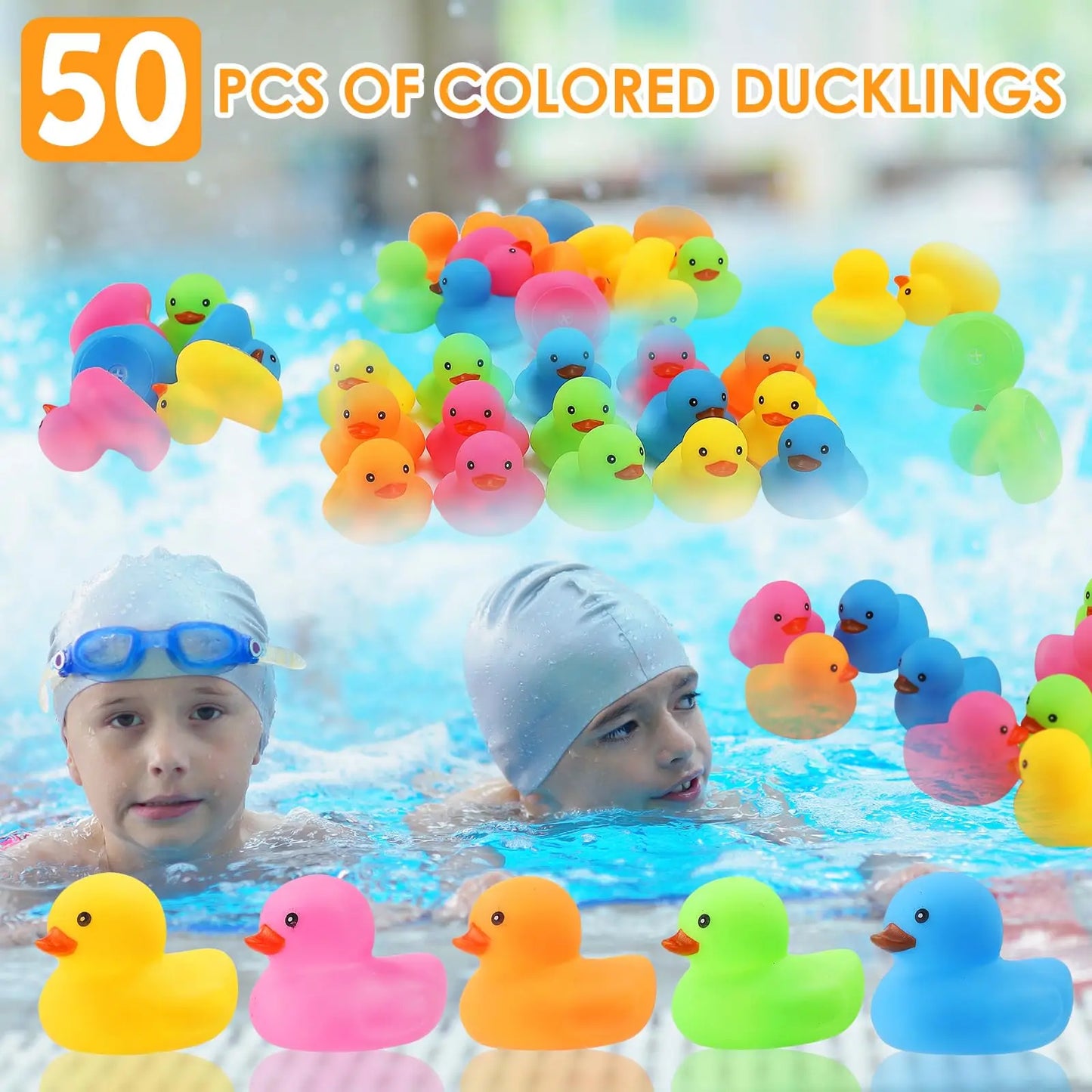 Tejesa 50/100/150Pcs Mini Rubber Duck  Multicolor Bath Ducks Bulk Float Duck Toy for Shower Birthday Party Favors Gift Classroom