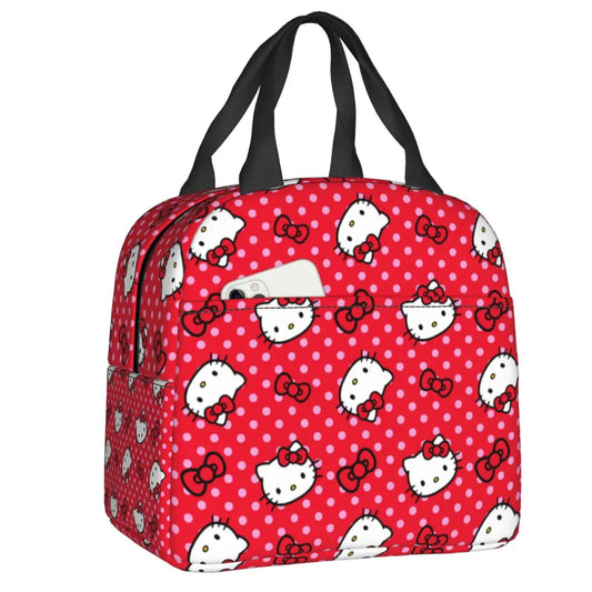 Custom Sanrio Hello Kitty Insulated Lunch Bag for Work School Leakproof Thermal Cooler Lunch Box Women  Food Container Tote Bags