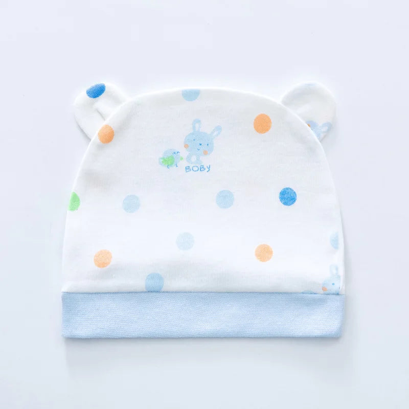 Tejesa 3Pcs Soft Infant Beanies Caps/ Baby Hats /Cartoon Bear Boneless Muslin Hat