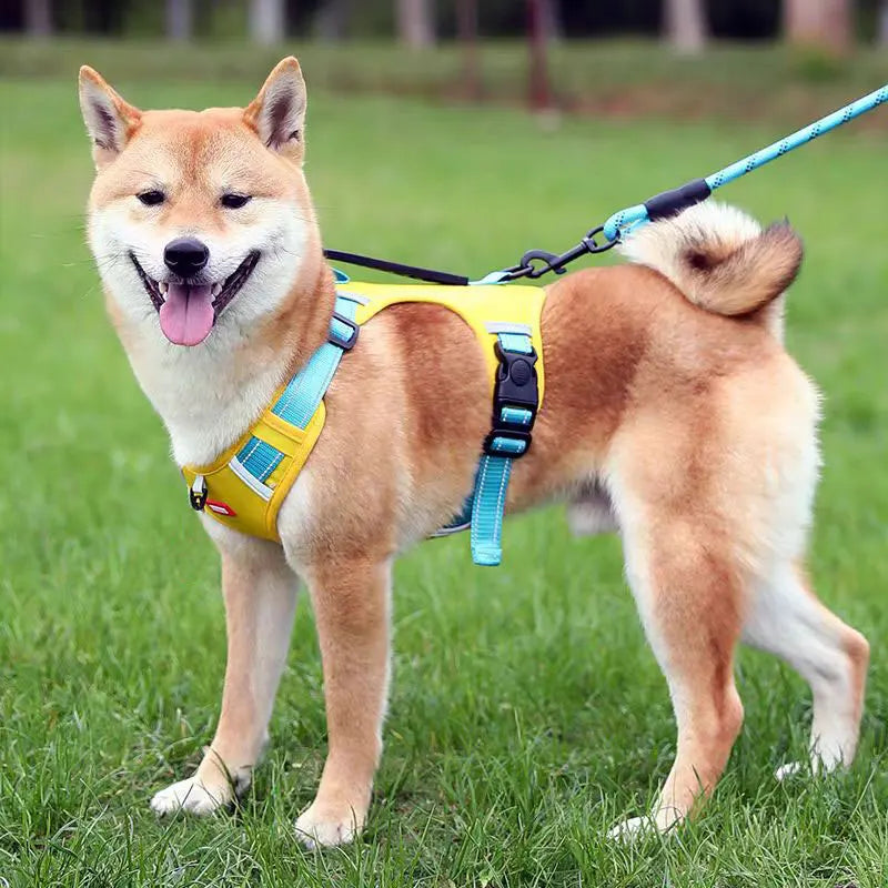 Reflective adjustable breathable harness for medium and large Labrador Shiba Inu dog harness French Bulldog large dog collar