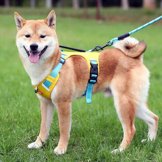 Reflective adjustable breathable harness for medium and large Labrador Shiba Inu dog harness French Bulldog large dog collar