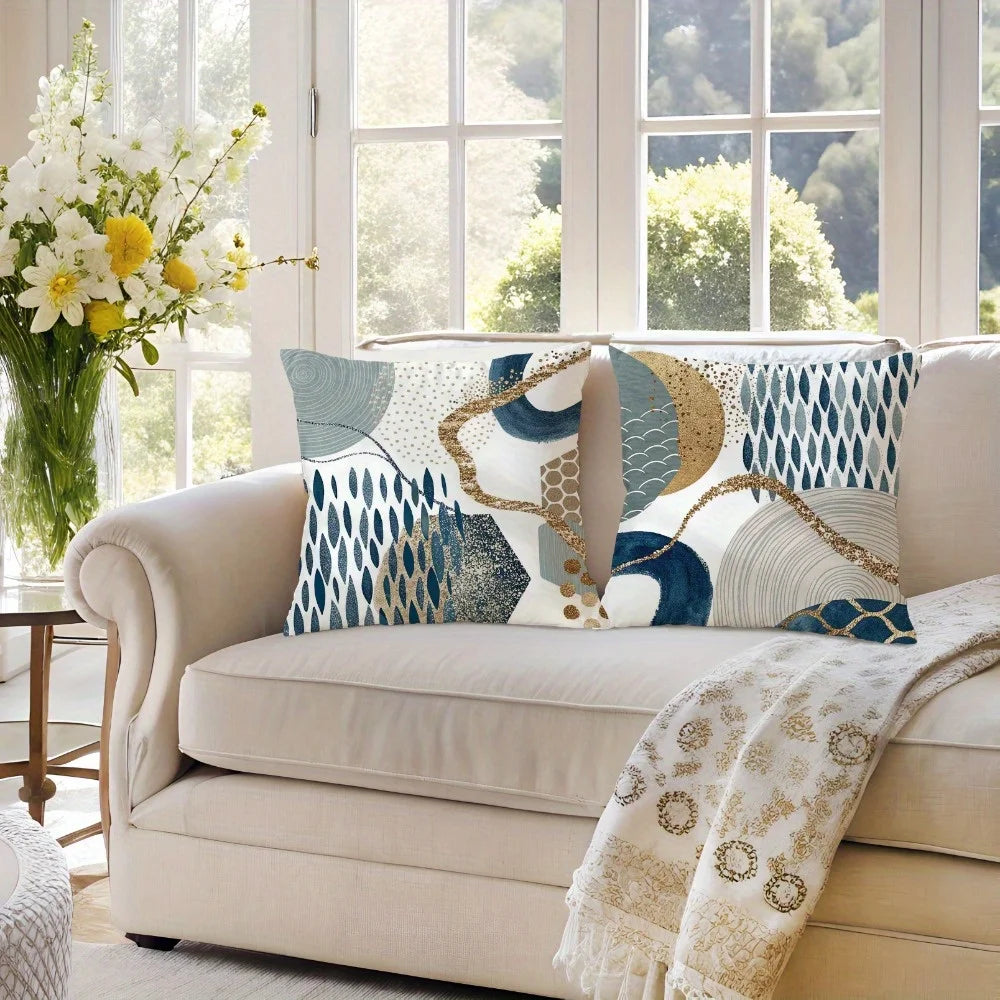 Hemasa 4pcs Abstract geometric patterns Single-sided printing Short plush Suitable living rooms bedrooms sofas (excluding pillow cores)