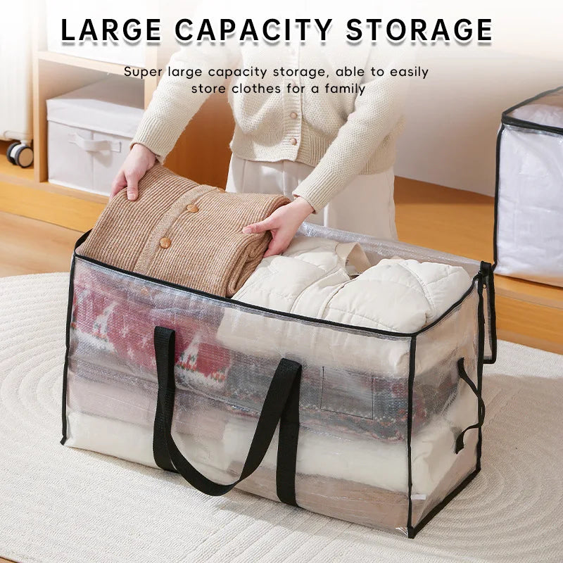 Tejesa  2PCs Transparent storage bag, cotton quilt, clothing moving bag, large capacity waterproof and moisture-proof quilt organizing bag
