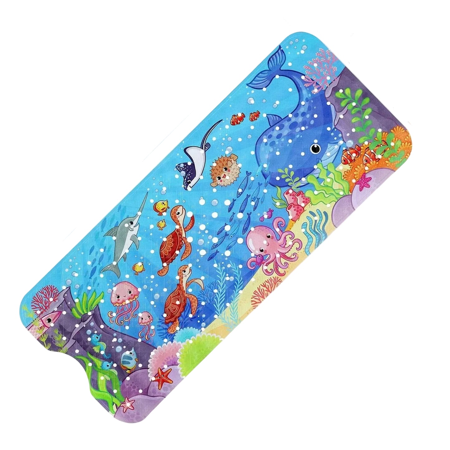 Tejesa 1pc Cartoon Extra Long Bathtub Mat 40x100cm Non Slip Bath Mat for Bathroom Tubs Shower Mats with Suction Cups & Drain Holes