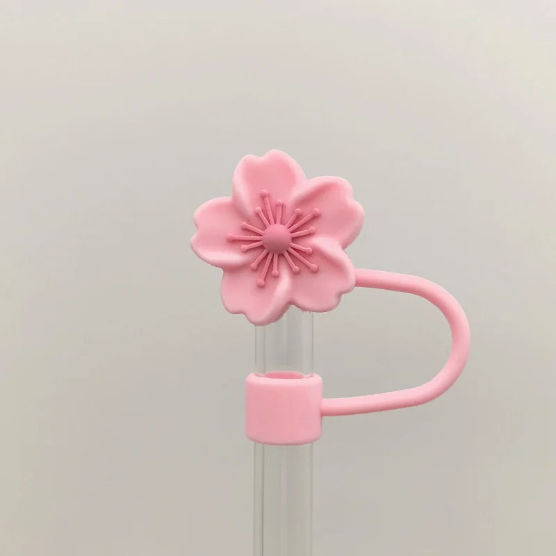 Flower Straw Cover Caps Silicone Straw Tips Lid 10mm Reusable Dust-Proof Straw Topper For Stanleys Cup Party Decor