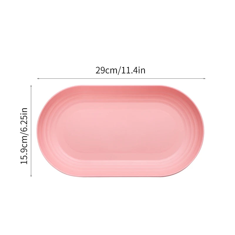 Tejesa 2/4/6pcs The plastic oval plate (reusable) is suitable for the family kitchen of the hotel restaurant to put snacks and desserts