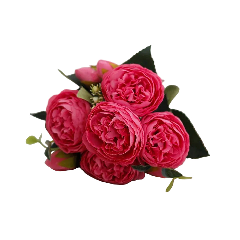 Tejesa 3 Pcs  Peony Artificial Flower Exquisite Wedding Bridal Party Bouquets Home Vase Accessories Fake Christmas Table Garden Backdrop Decor