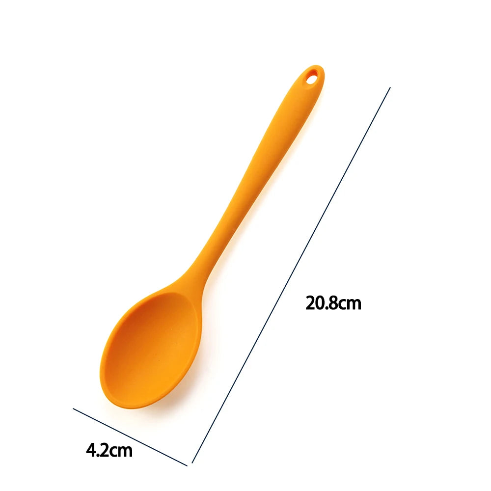 Hemasa  1Pc Soft Silicone Spoon Stirring  Long Handle Tableware Cooking Utensils Ladle Kitchen Accessories