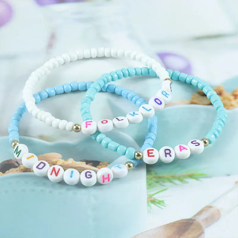 Fashion Simplicity Boho Ploymer Clay Letter Beads Bracelets Seed Beads Elastic Bracelets for Women Jewelry