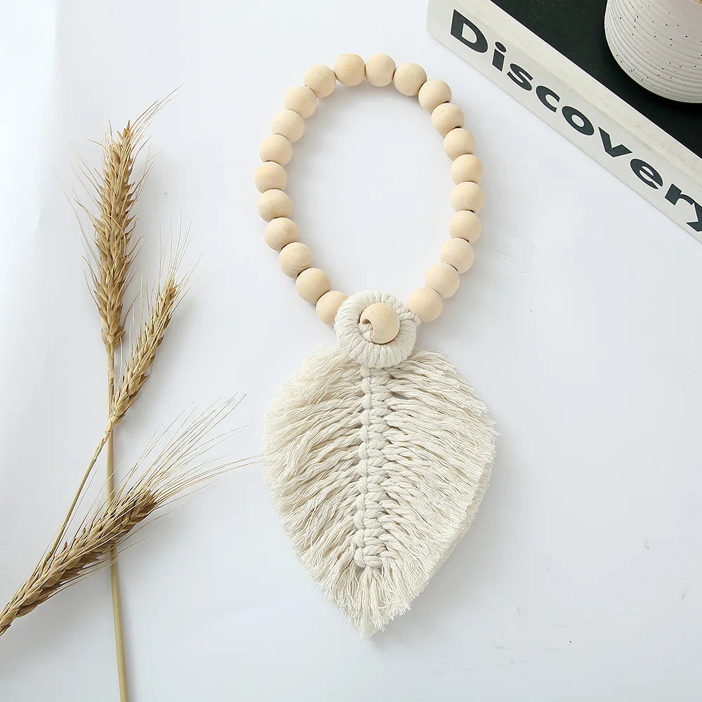 2 Pack Wooden Bead Curtain Tiebacks Handmade Holdbacks - Farmhouse Curtain Tie Back Holder Bohemian Home Living Room Decor