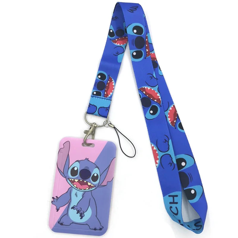 Disney Stitch Lanyard Badge Holder ID Card Lanyards Mobile Phone Rope Key Lanyard Neck Straps Keychain Key Ring
