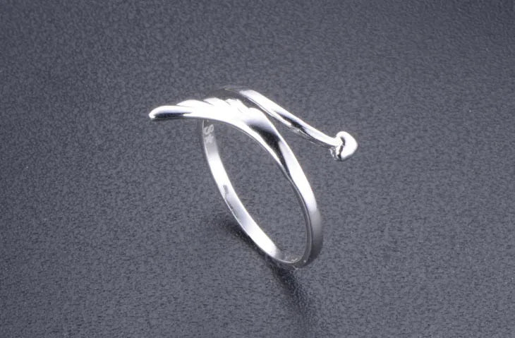 925 stamp silver color Love Ring Angel's Wings Opening Rings For Women anel Gift (Inner Diameter 16mm) S-R155