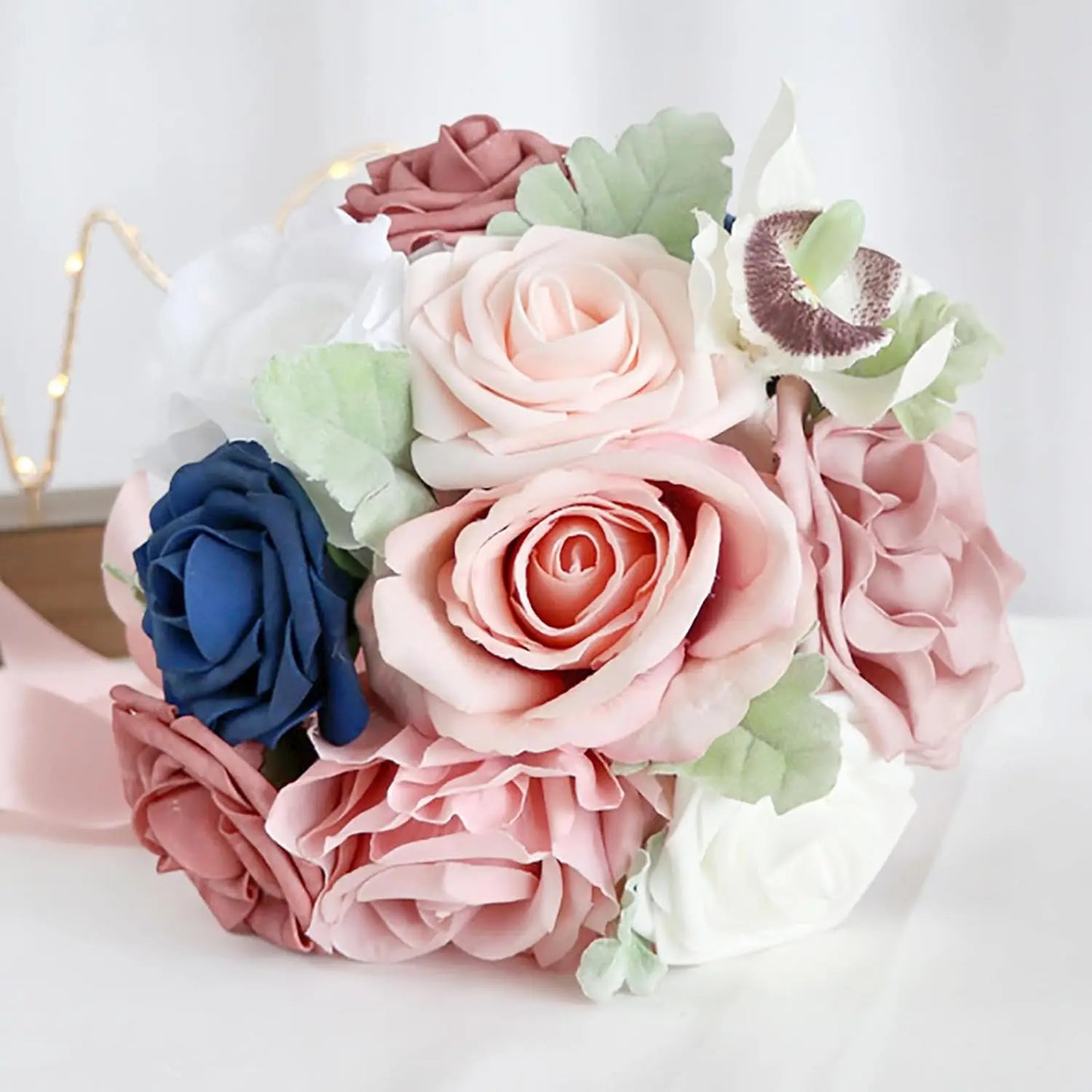 Tejesa Terracotta Bride Bridesmaid Bouquets 7 inch Artificial Rose Flower Tossing Bouquet for Fall Wedding Ceremony Decor