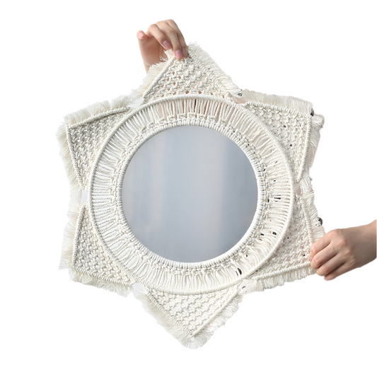 Hemasa Large Round Wall Mirrors Rome Decoration Boho Home Decor Macrame Wall Decorative Mirrors for Living Room/ Bedroom Decoration