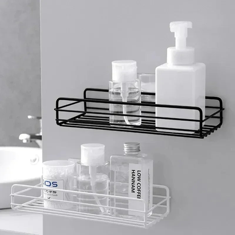 Hemasa Bathroom Shelf Wall Mounted Corner Storage Shelves Shampoo Holder Cosmetic Rack Iron Shower Drain Basket Bathroom Organizer