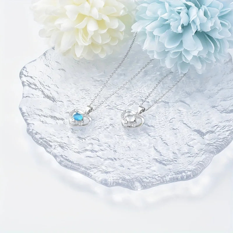 Hemasa 925 Sterling Silver  Zircon Necklace Valentine's Day Gift Ladies Girl friend Jewelry Gift