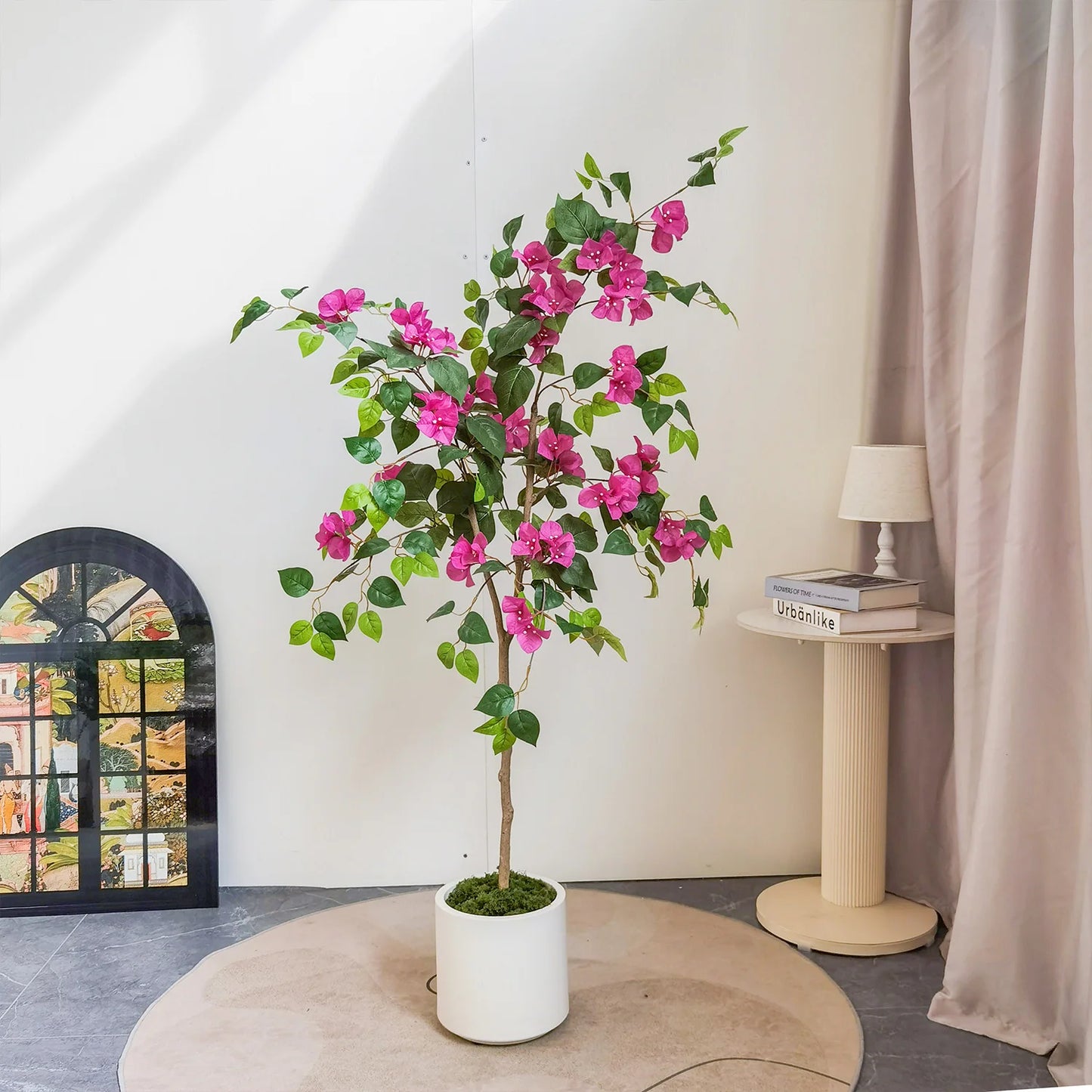 Tejesa 135-170CM Artificial plum blossom Tree Branch with Plastic Pot Indoor Home ornament Fake Plant for wedding home room decor