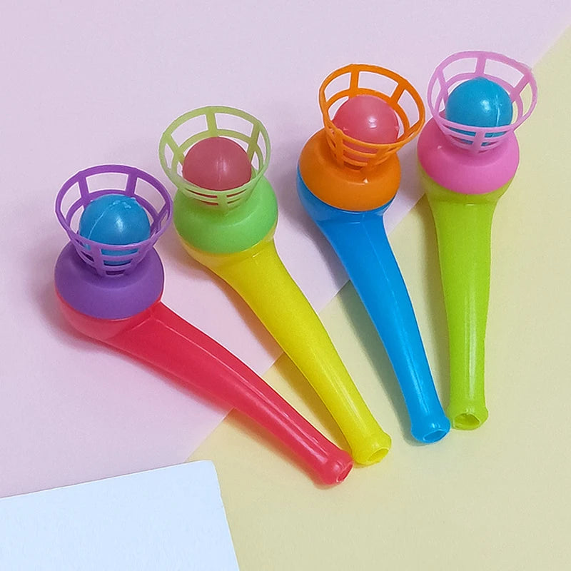 10Pcs Plastic Pipe Blowing Ball Toys For Kids Outdoor Sports Games Balance Training Learning Toys Children Funny Gifts