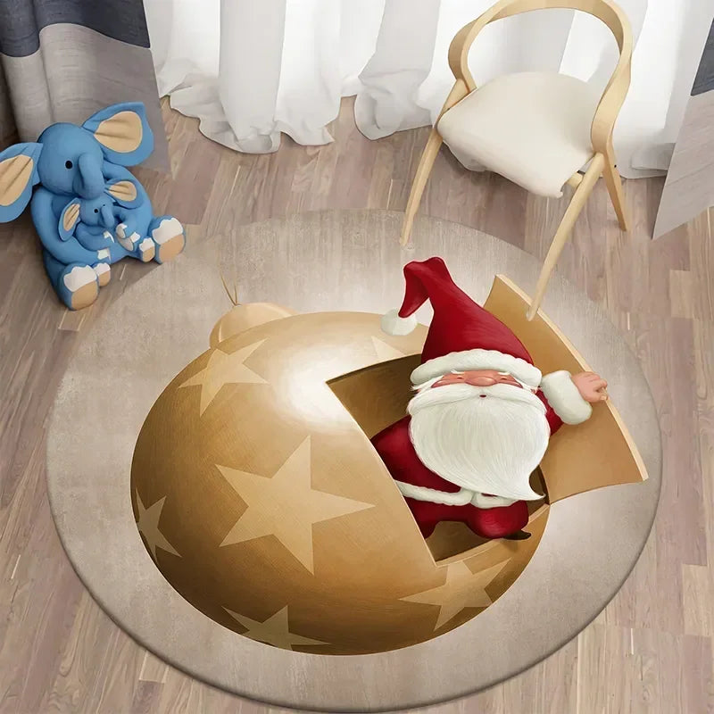 Santa round carpet home living room bed  floor mat kitchen bath   cute children's  decoration