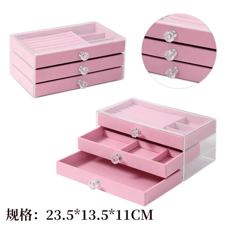 Three-Layer Desktop Jewelry Box Cosmetic Storage Rack Earring Display Stand Watch Pin Display Stand Multi-Purpose Plastic Sto...