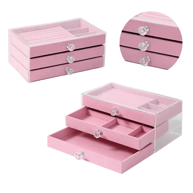 Three-Layer Desktop Jewelry Box Cosmetic Storage Rack Earring Display Stand Watch Pin Display Stand Multi-Purpose Plastic Sto...