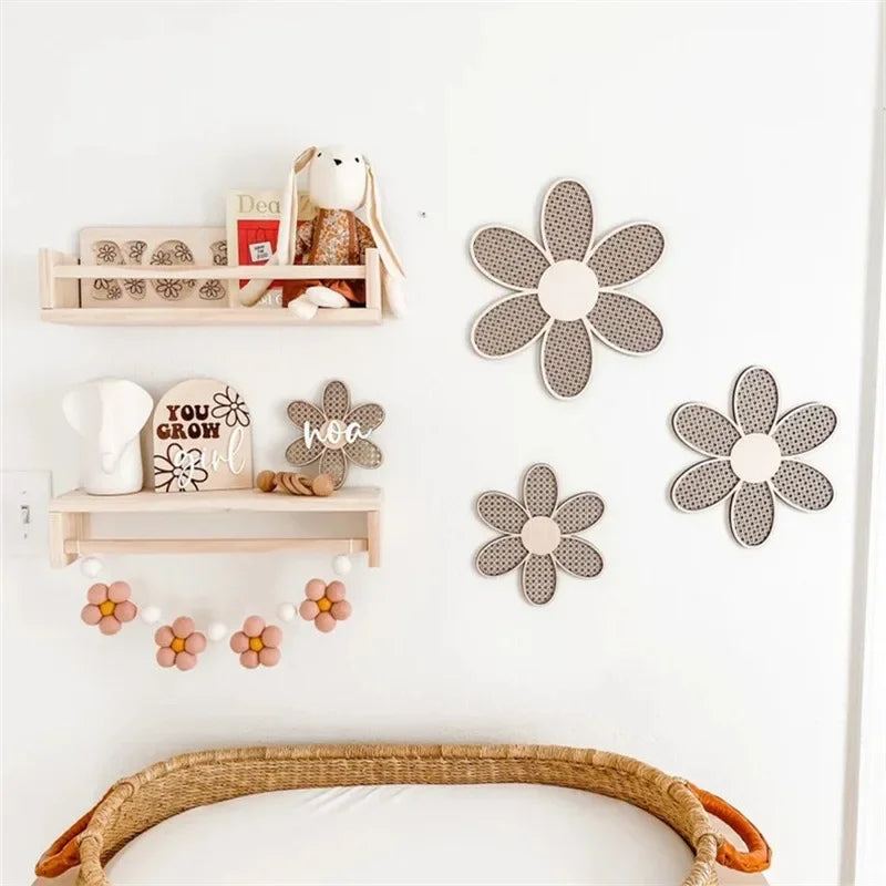 INS Handmade Felt Flower Garland Creative Wool Daisy Pull Flag Kids Room Decor Wall Ornaments Girls Room Decoration Accessories