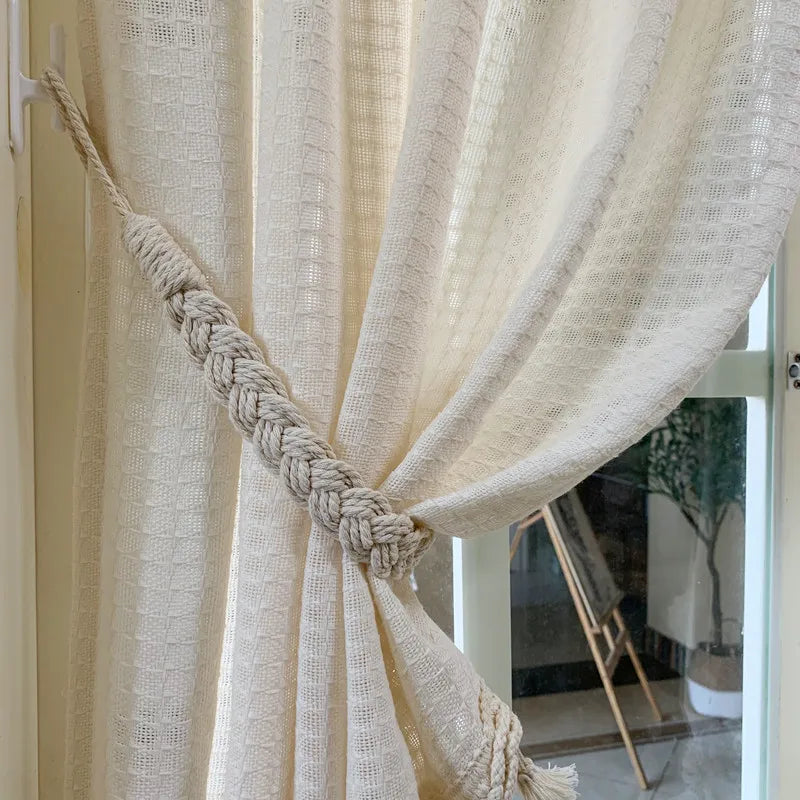 Curtain strap, hanging strap, sticky hook, Nordic cotton, linen, Japanese style ins, wind strap, twine, beige