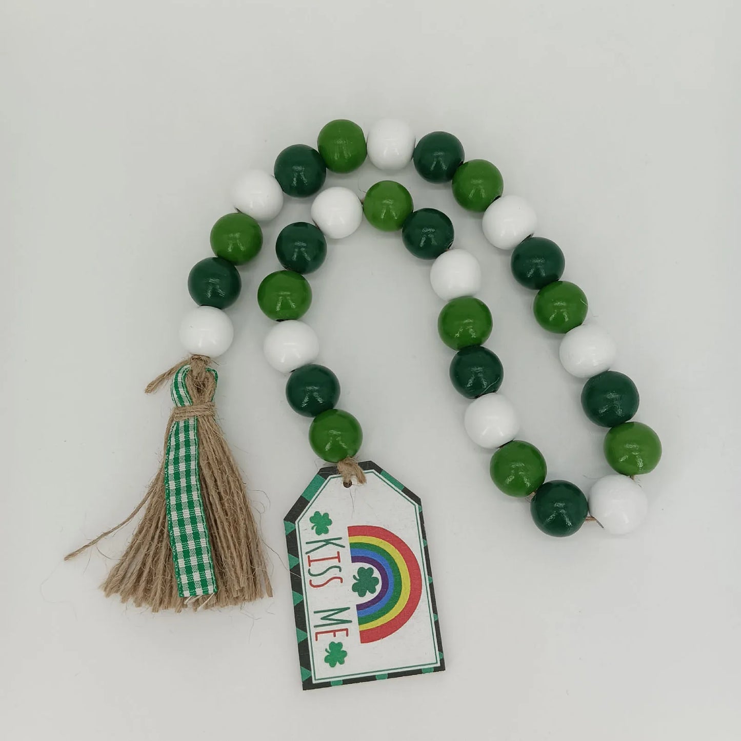 Irish Festival Wooden Bead String Tassel Pendant Wall Suspension Decoration Pendant for St Patrick's Day Tree Table Decor B88
