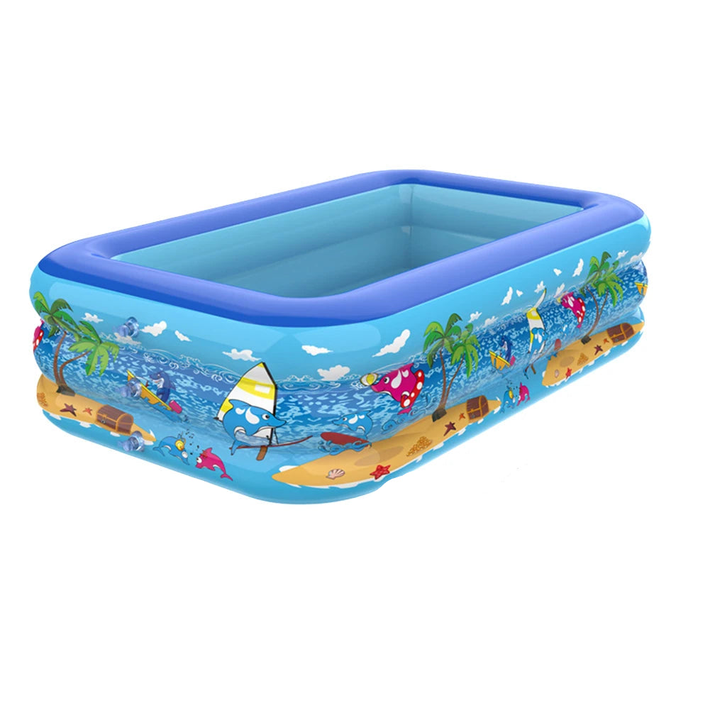 Tejesa Inflatable Swimming Pool Large Family Pools 120cm Rectangle Framed Children Swimming Pool Summer Outdoor Pool Baby Bathtub Toys