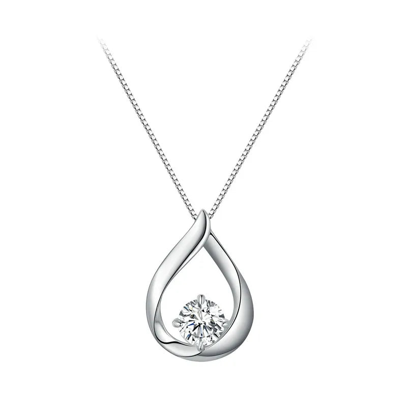 Tejesa 1CT Moissanite Waterdrop Necklace Lab Diamond 925 Sterling Silver Chain Necklace for Women Wedding Valentine's Day Gift