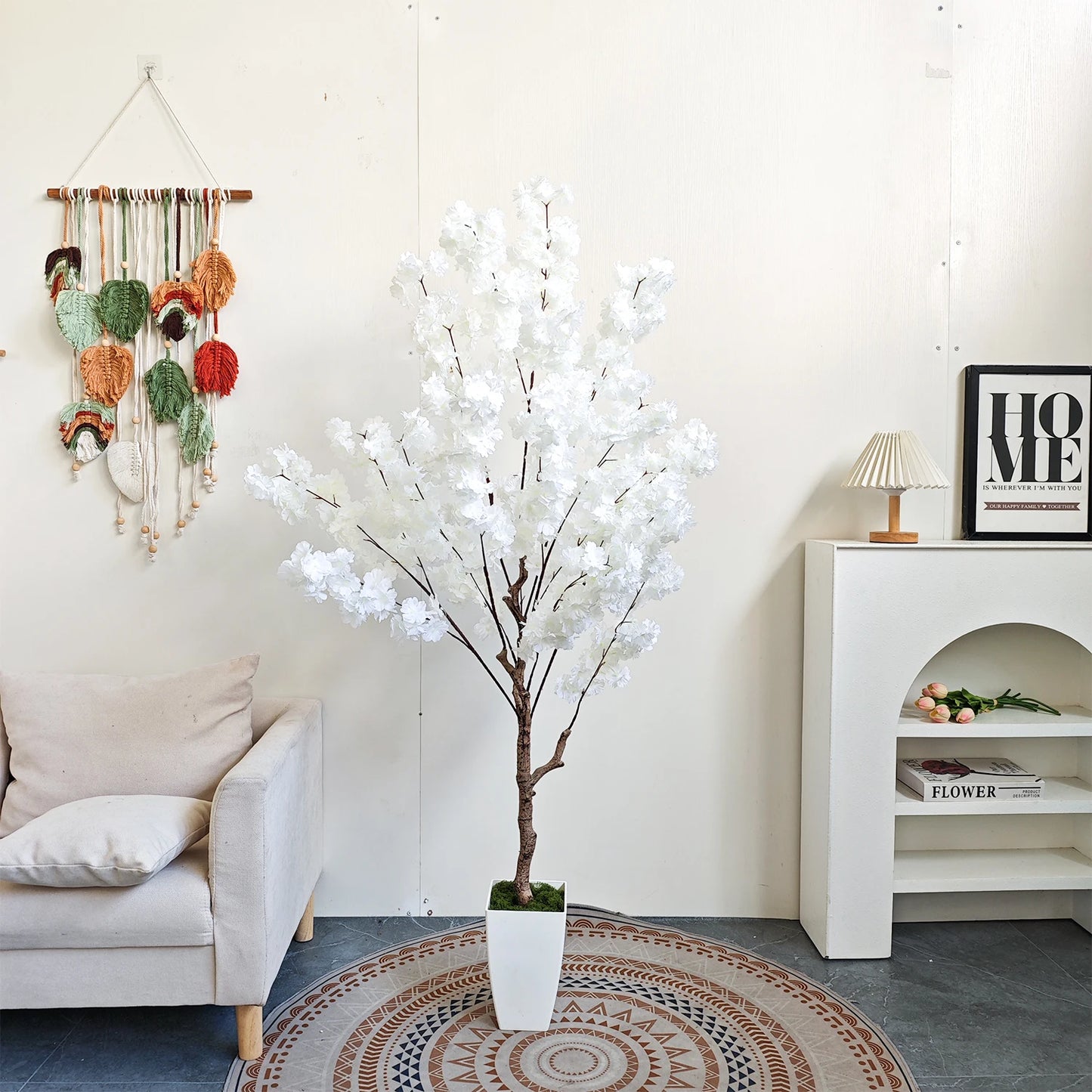 160-210cm New White Cherry Blossom Artificial Plant Fake Decorative Plant for Indoor Outdoor for Home Garden room Wedding Party