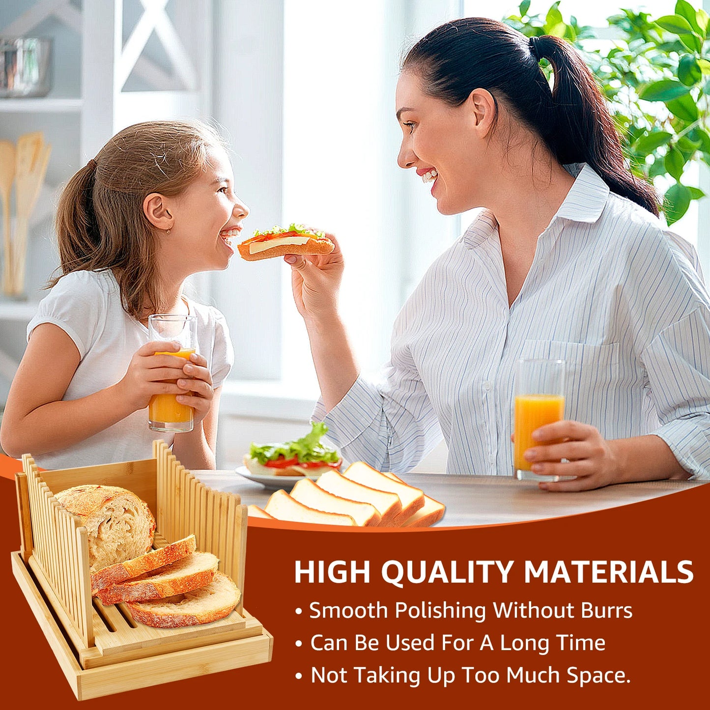Tejesa Bread Slicer Foldable Toast Bread Slicer with Crumb Tray Fruit Cutting Board Adjustable for Bread Loaf Cakes Reuse Slicing Guide