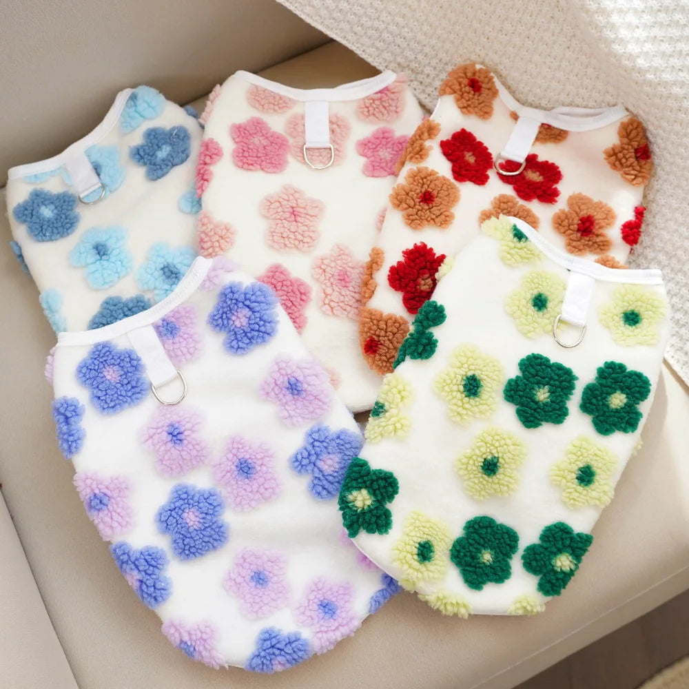 Dog Fleece Vest Warm Sweatshirt Puppy Pullover Coat with Leash D Ring Dachshund Sweaters Yorkie Clothes for Small Medium Dogs