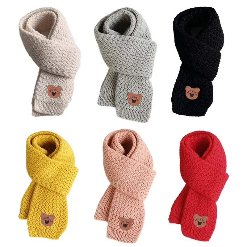 Cute Bear Baby Scarf Boys Girls Fall Winter Knit Scarves for Kids Korean Child Neckerchief Outdoor Keep Warm Babies Accessories