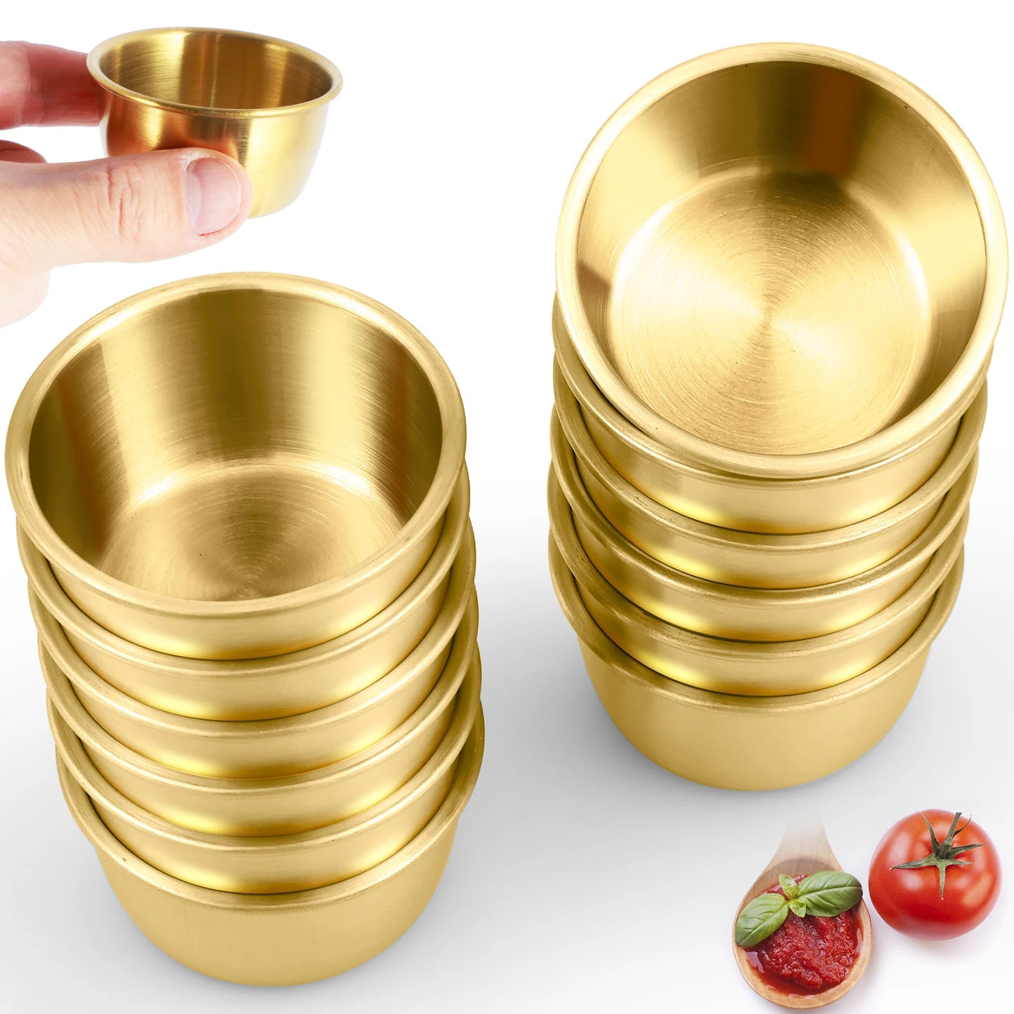 12/24Pcs Stainless Steel Small Sauce Cup Seasoning Spice Dishes Round Dipping Bowl 45/55ml Tableware Kitchen Supplies Korean