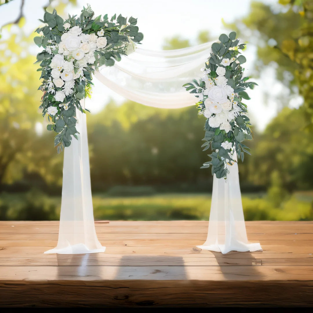 YeeNanee Deluxe Wedding Arch Flowers White Red Artificial Floral Swags for Country Wedding Ceremony Arbor Backdrop Decoration