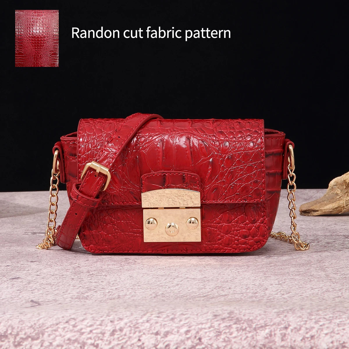 Colorful Crocodile Pattern Mini Lock Flip Phone Bag Crossbody Bag Classic