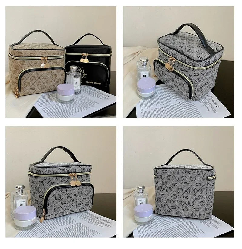 Hemasa Hello Kitty Cartoon Cosmetic Bag Portable Mommy Bag Lunch Box Oxford Storage Case Purse Kawaii Box Makeup Pouch
