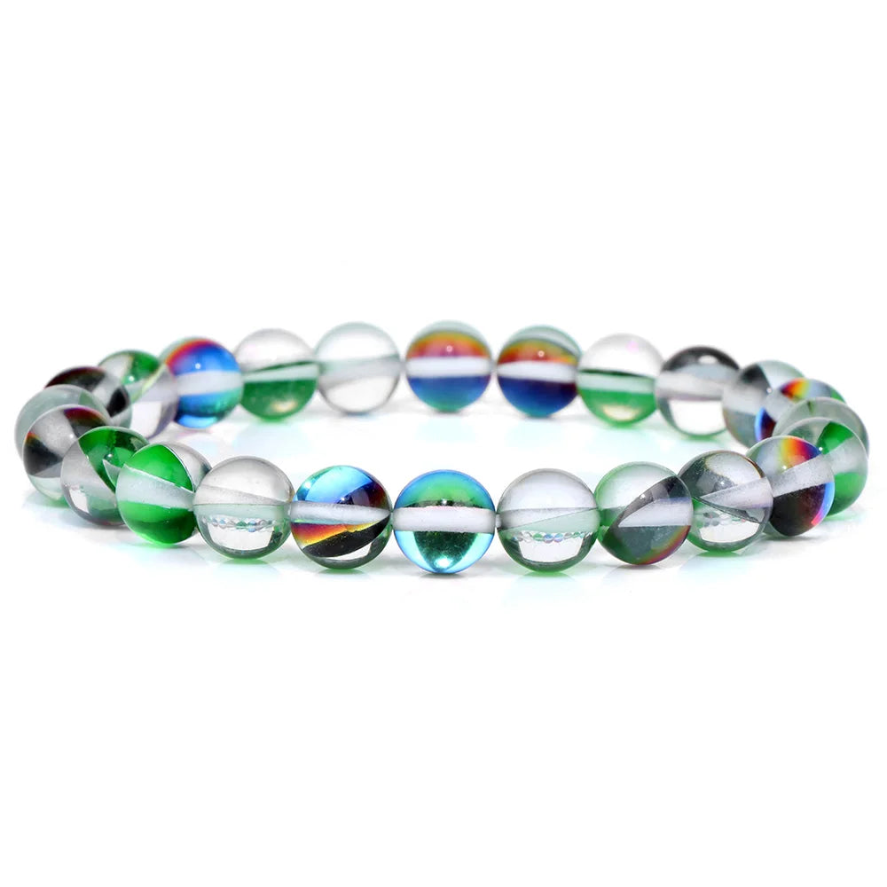 Tejesa Blue Flash Stone Bracelets For Men Crystal Glass Moonstone Couple Bracelets For Women Cat Eye Chalcedony Opal Handmade Bangles