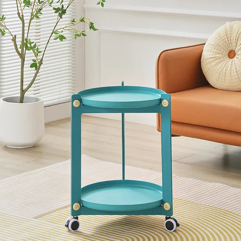Living Room Mobile Round Coffee Table Nordic Creative Home Cart Movable Storage Rack Storage Bedroom Bedside Trolley