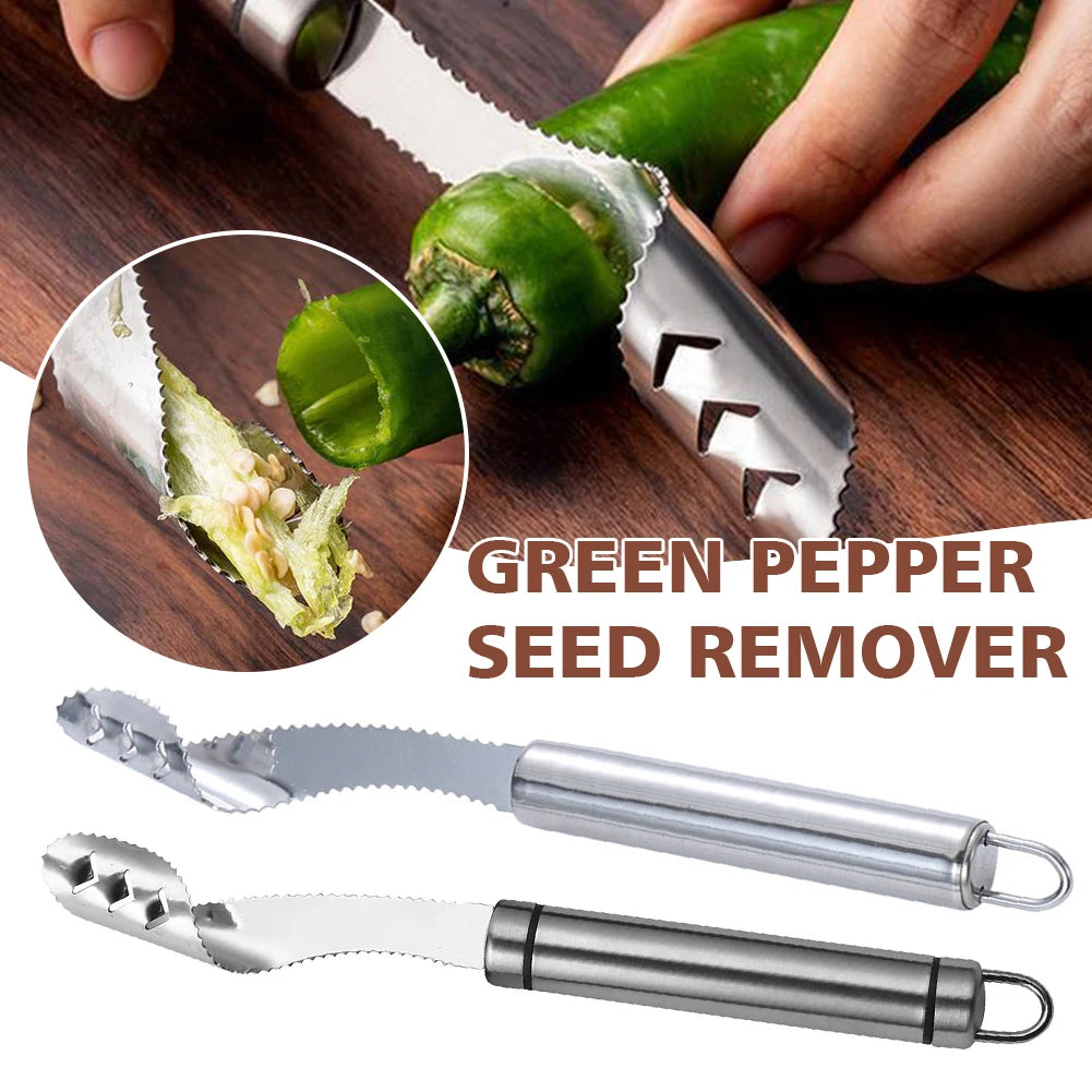 Hemasa Stainless Steel Pepper Core Remover/ Seed Remover /Seed Digger Sharpen Serrated Slice Seeding Remover