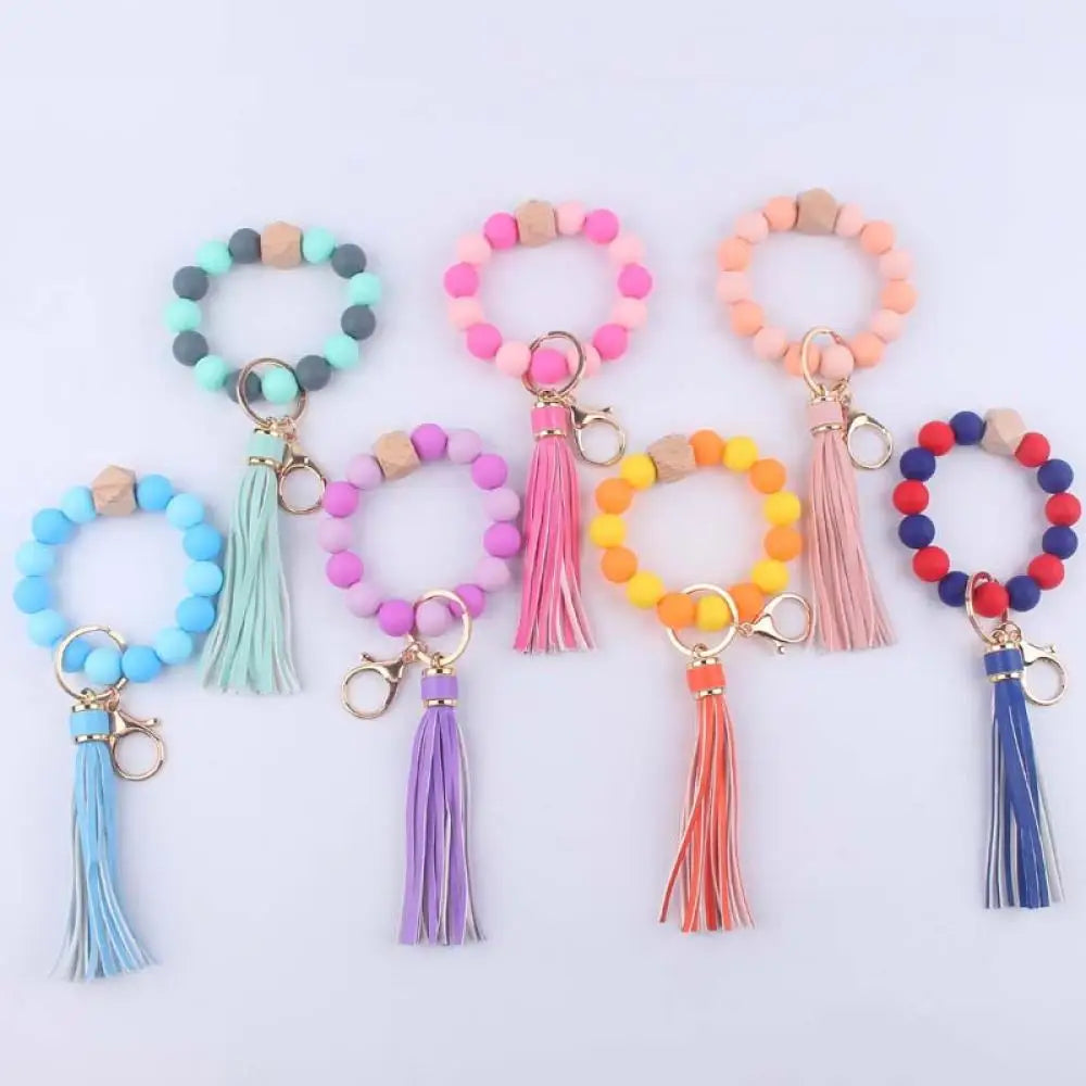 Hemasa Silicone Beads with Tassel  Keychain