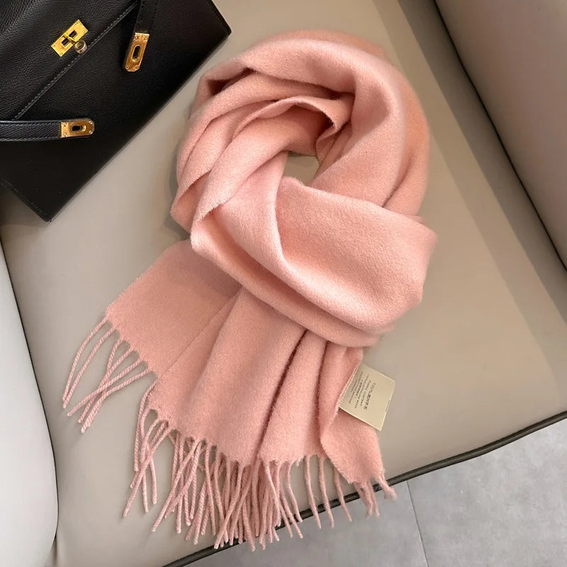China Red Pure Wool Scarf Women's Autumn and Winter Warm Mother Scarf Light Luxury High-end Fringed Shawl