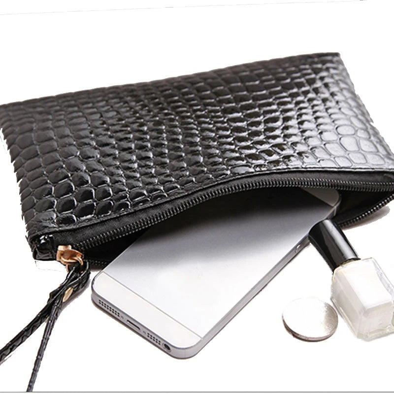 Korean PU Leather Coin Bags Money Pouch Organizer for Women Travel Neceser Keys Phone Storage Bags Crocodile Toiletry Makeup Bag