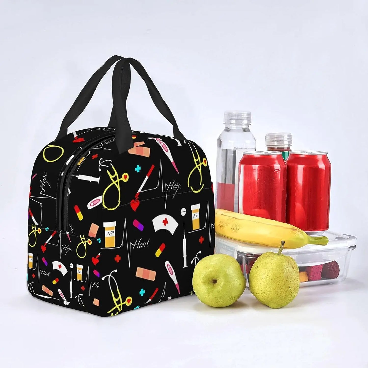 Hemasa Reusable Insulated Lunch Bag Leakproof Portable Lunch Box with Side Pocket for Work Picnic Travel