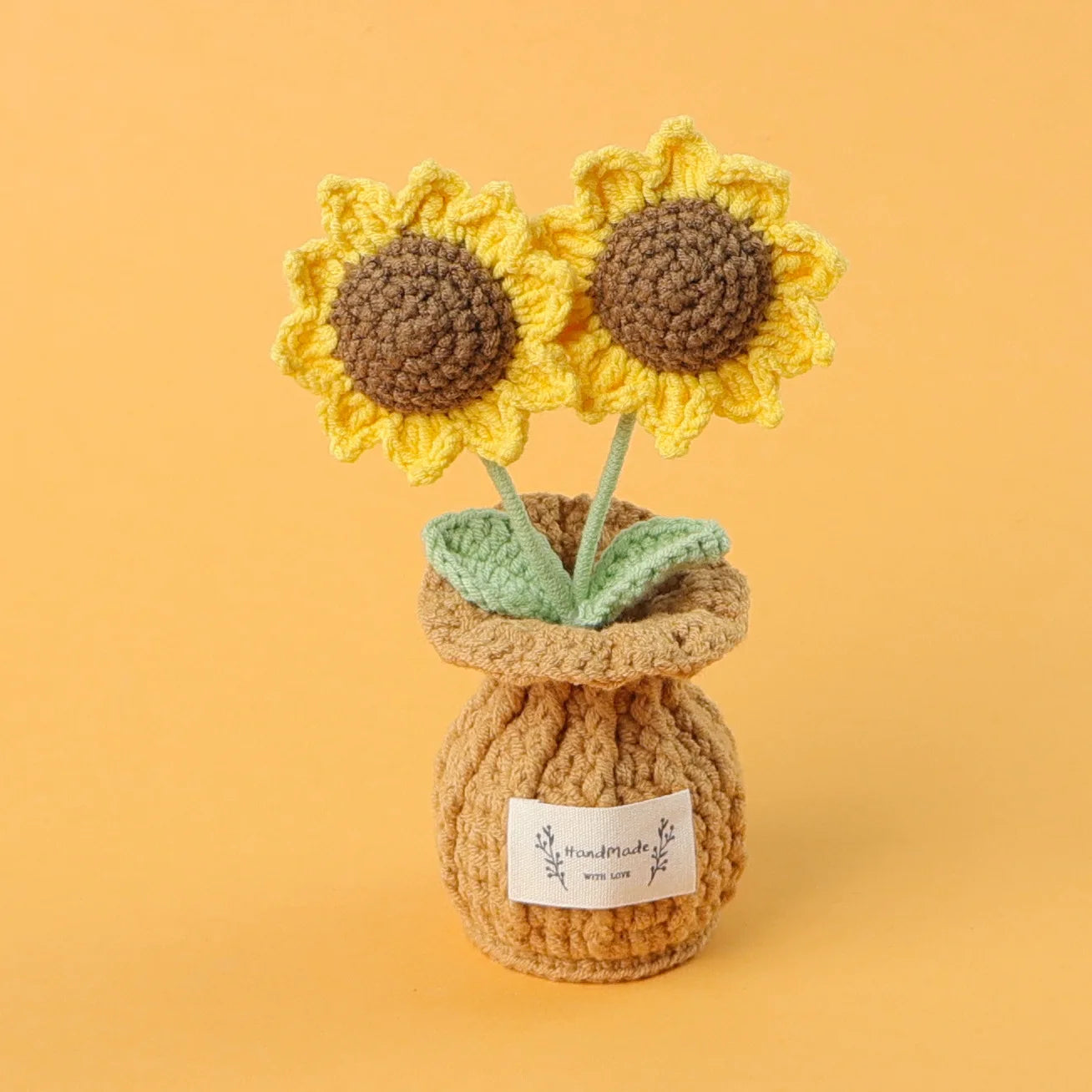 Hemasa Tulips Crochet Flowers with Kintted Potted Sunflowers /Handwoven Plant