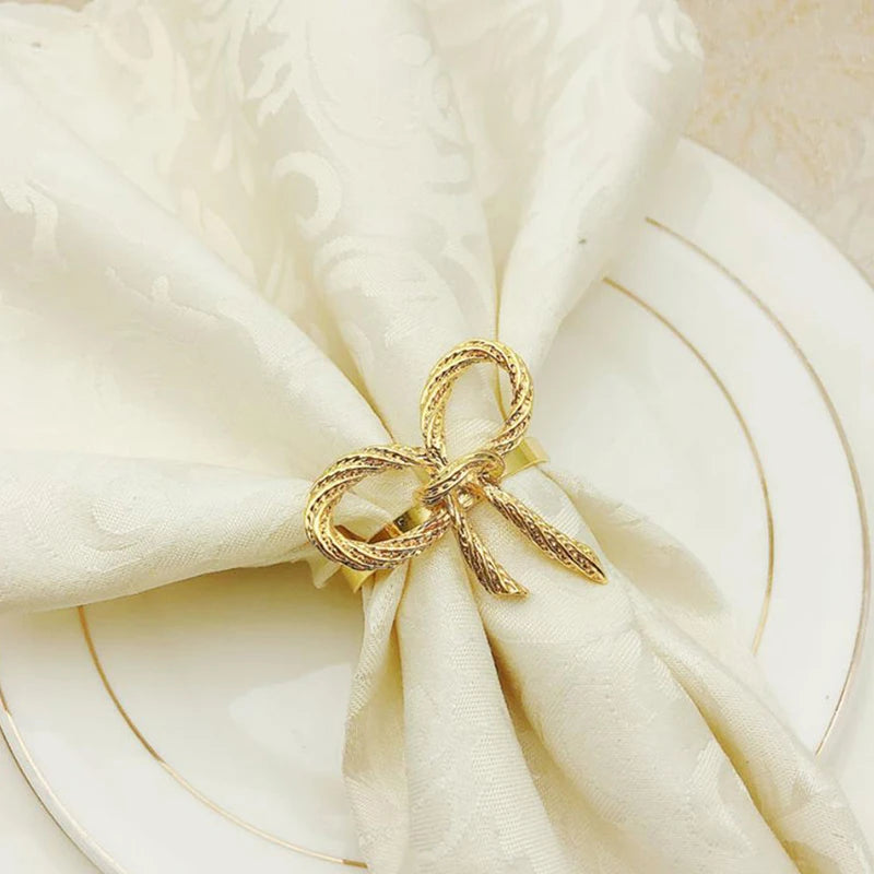 Hemasa  4 Bow Napkin Rings  for Dinner Parties/ Wedding Receptions/Home