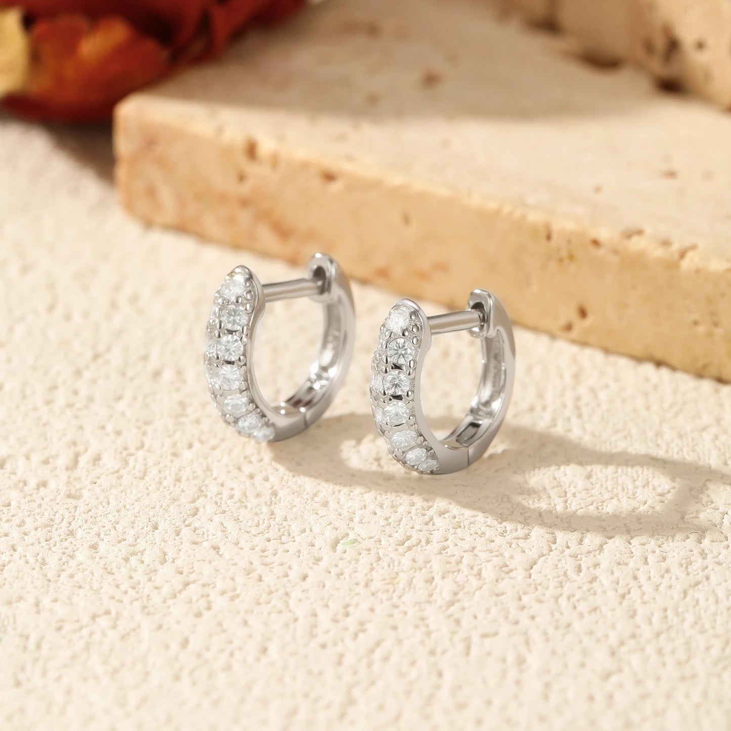 MODIAN D Color Sparkling Moissanite Circle Ear Buckle 925 Sterling Silver Classic Dating Hoop Earring For Women Fine Jewelry