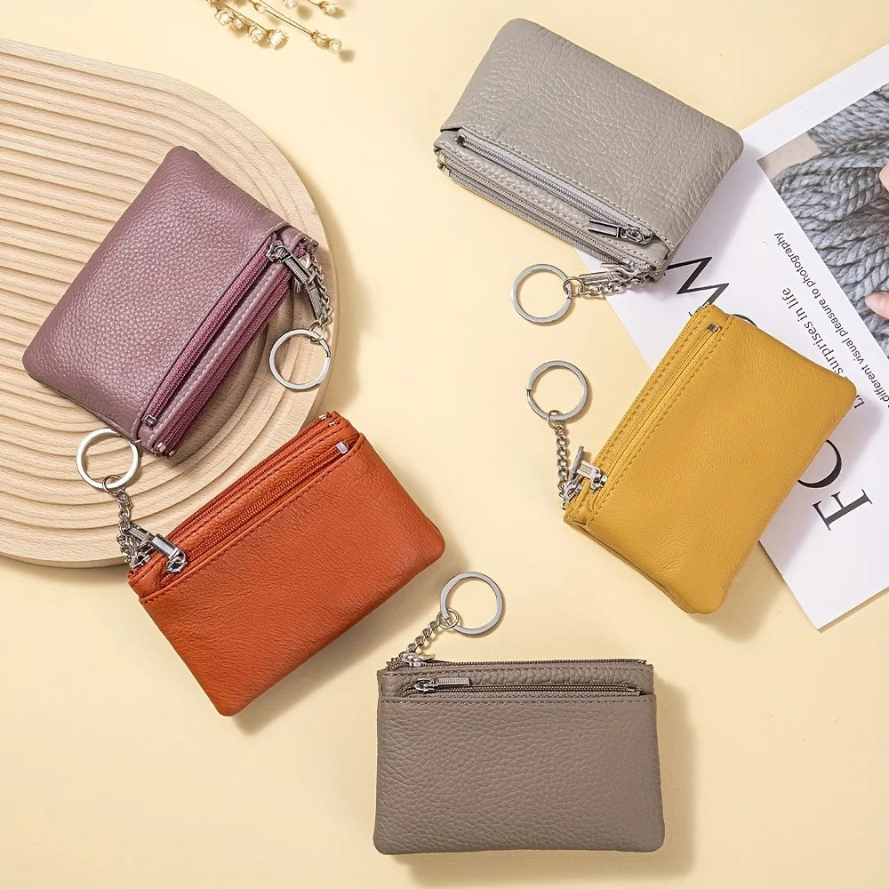 Hot sale Geniune Leather Lady's Coin Purses Short zipper Chain Wallets high quality Card Holders Small Mini Key Wallets Women