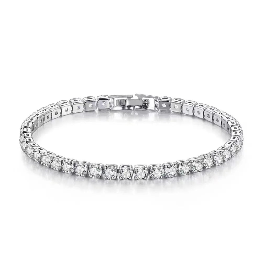 CALYMIX S925 Sterling Silver Bracelet Zirconia Tennis Ball Women Fashion Simple Engagement Wedding Charm Jewelry 4mm 16-20cm